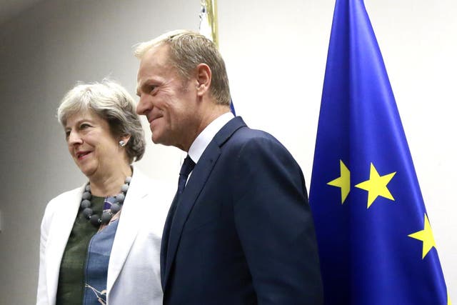 Theresa May and European council president Donald Tusk at a previous meeting