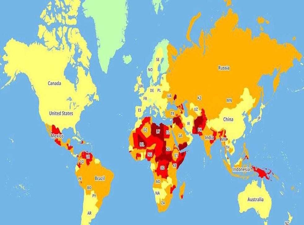 The most dangerous countries in the world, mapped indy100 indy100