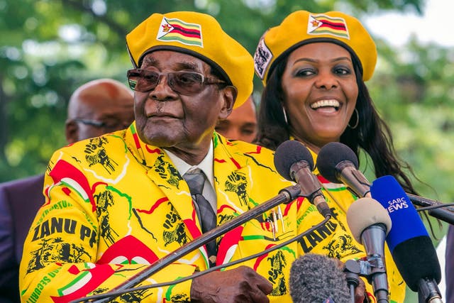 Robert and Grace Mugabe at a rally to declare support for her to become the next vice-president two days after they ousted  Emmerson Mnangagwa