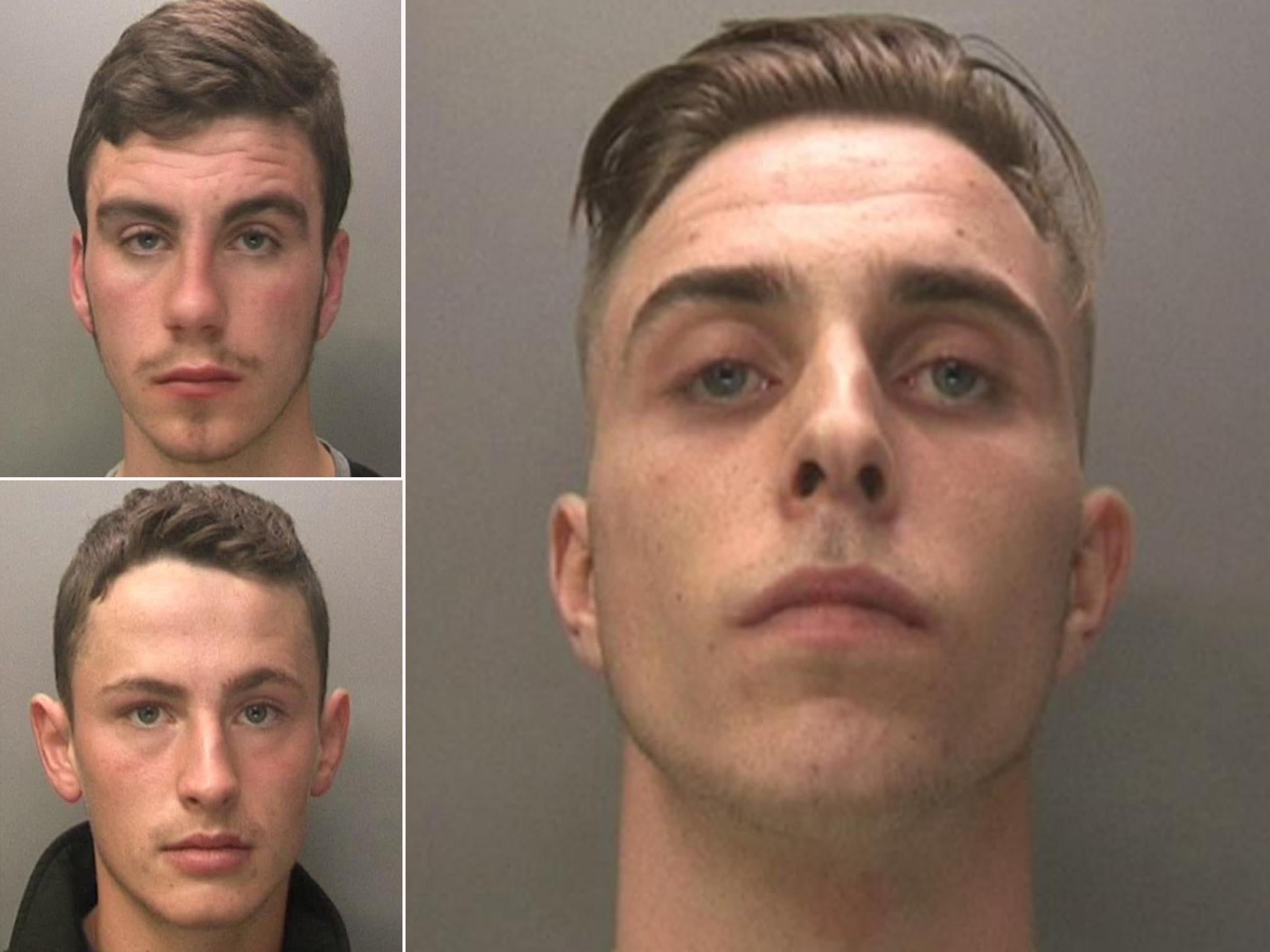 Clockwise from top left: Jack McInally, Jake Cairns, Brandon Sharples. The men have been found guilty of sexually exploiting a 14-year-old girl in Coventry