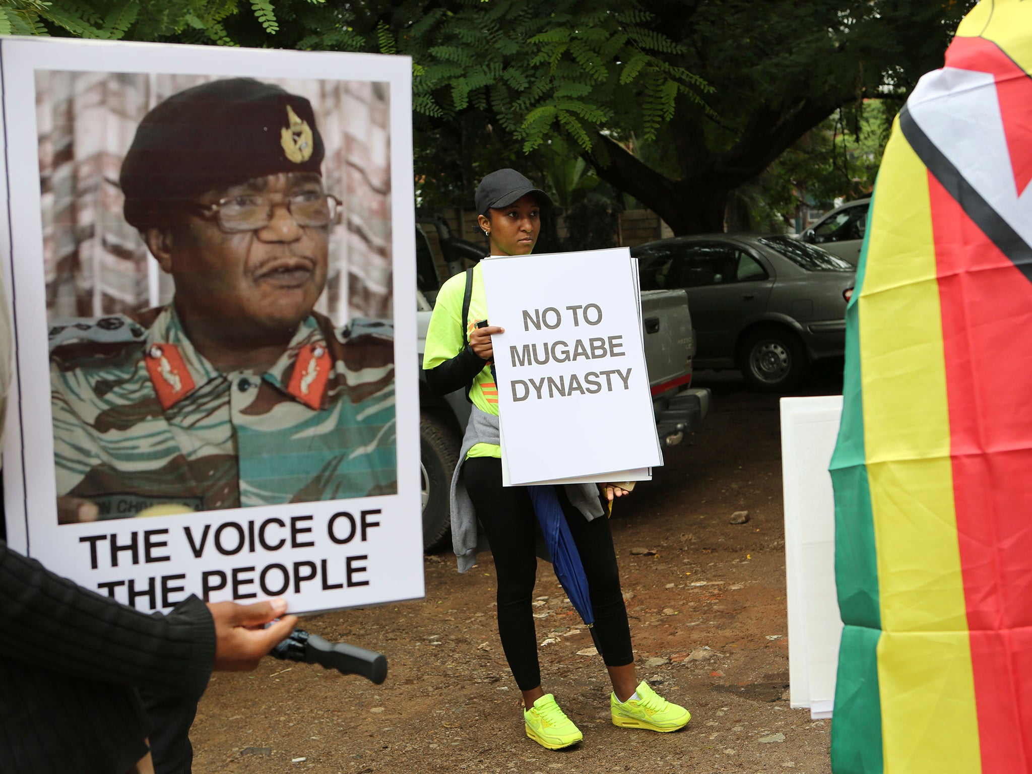 Protesters call on Zimbabwe’s now largely powerless President to resign