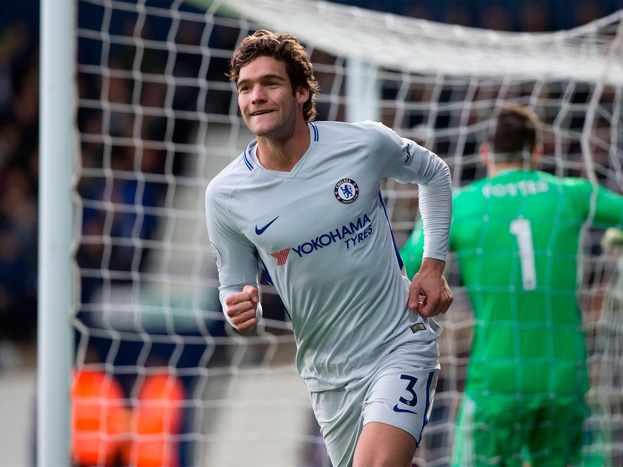 Marcos Alonso scored Chelsea's third just before the break