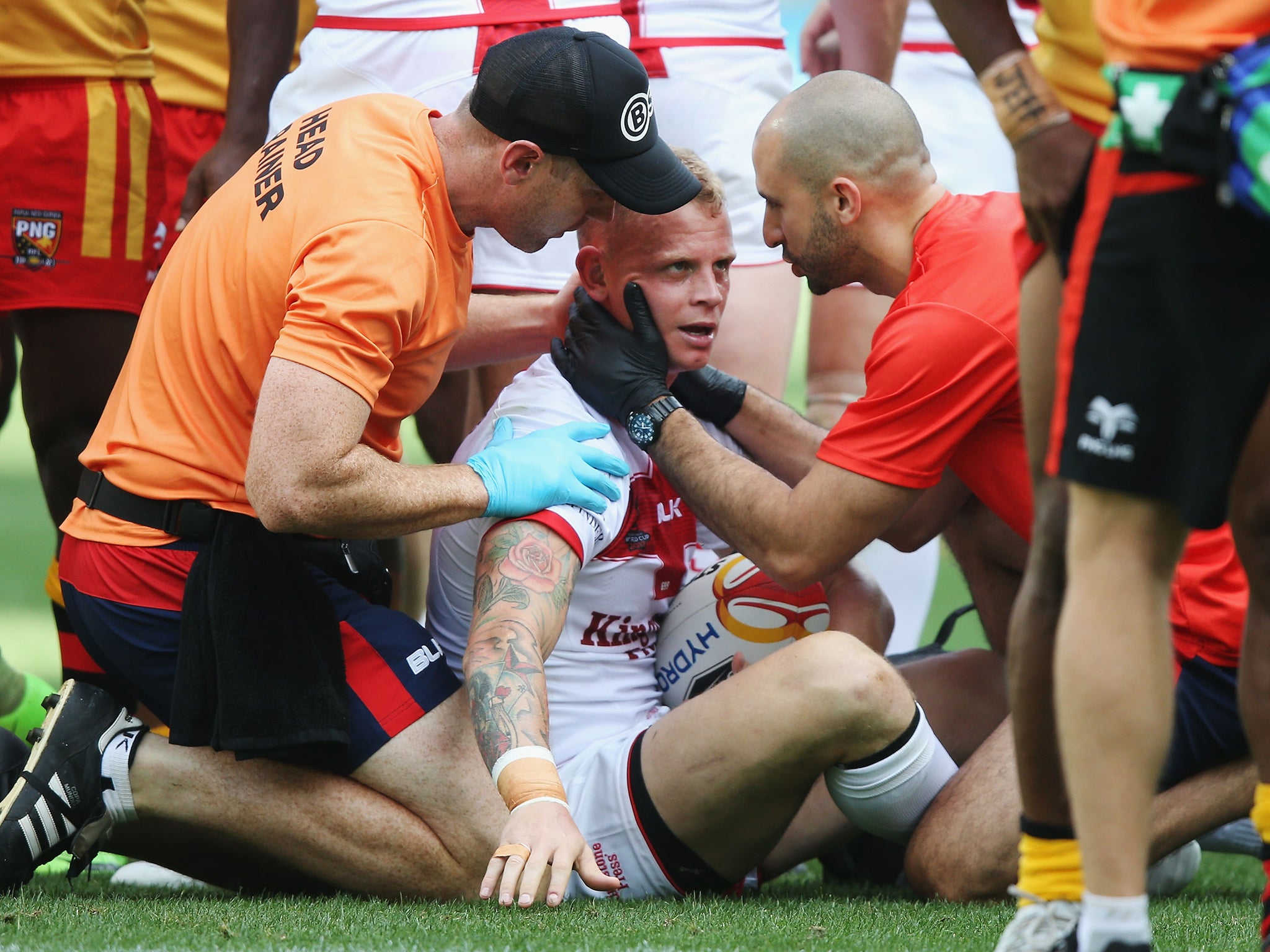 &#13;
Kevin Brown suffered a head injury in the win over Papua New Guinea &#13;