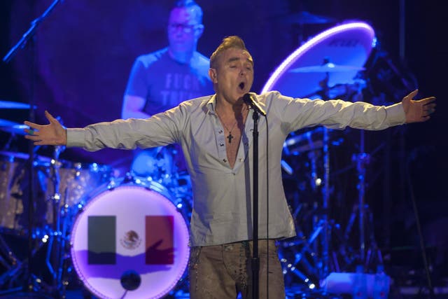Morrissey performing at a show in March 2017