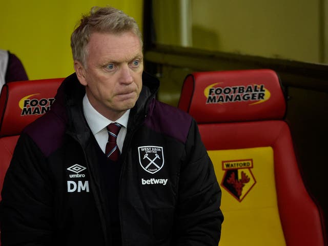 David Moyes looks on as his side lose to Watford