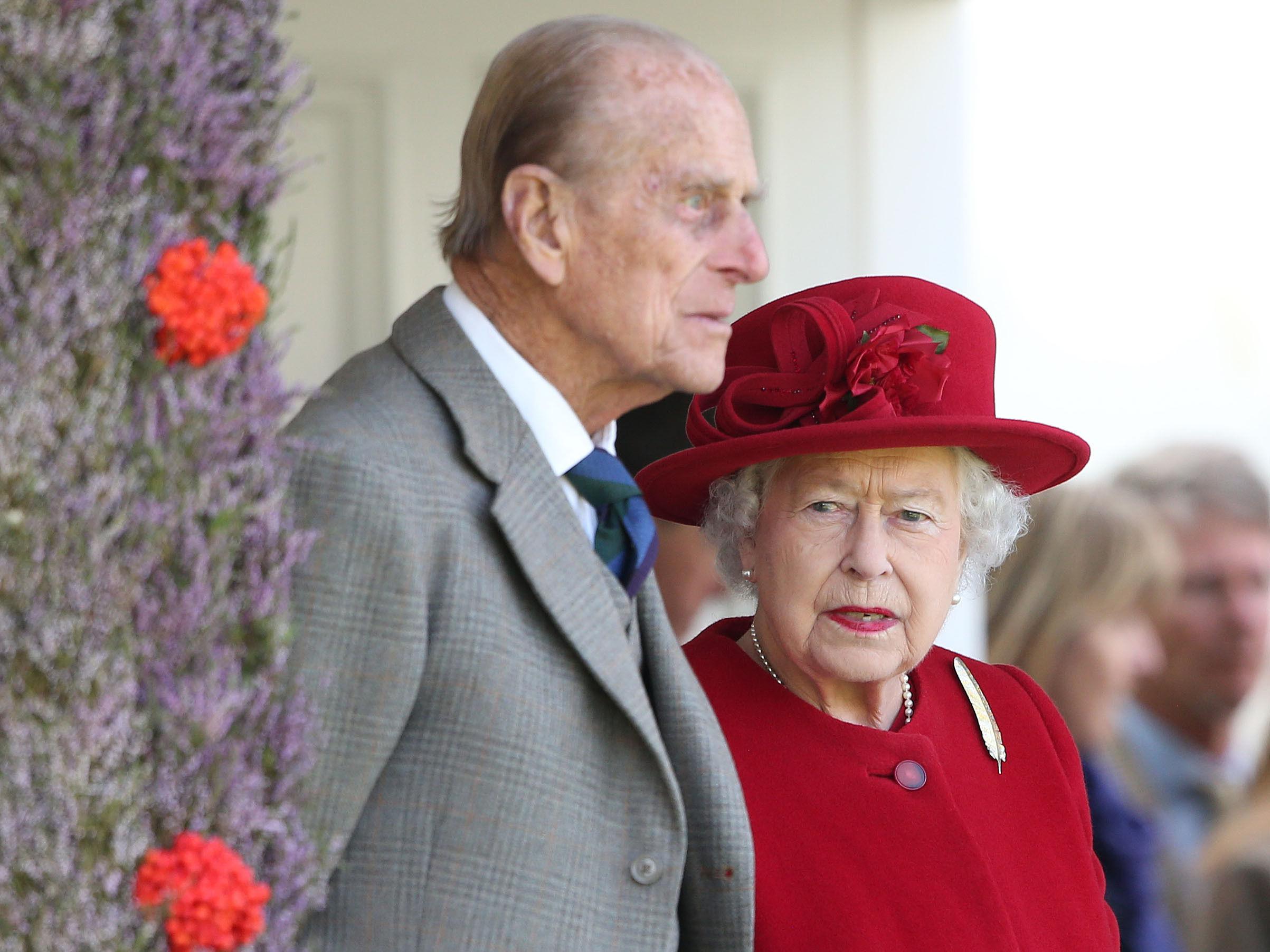 The Duke of Edinburgh and Queen Elizabeth II during the Braemar Royal Highland Gathering, held a short distance from the Balmoral estate in Aberdeenshire