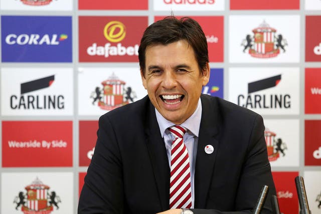 Chris Coleman speaking at his first Sunderland press conference on Monday