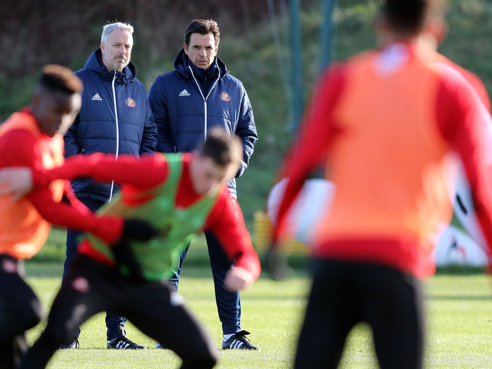 Coleman watches on during his first training session at Sunderland