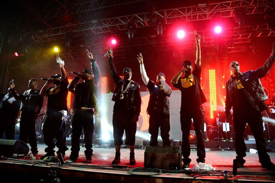 Wu-Tang Clan onstage at the Coachella festival. It’s 25 years since the troupe’s first single ‘Protect Ya Neck’