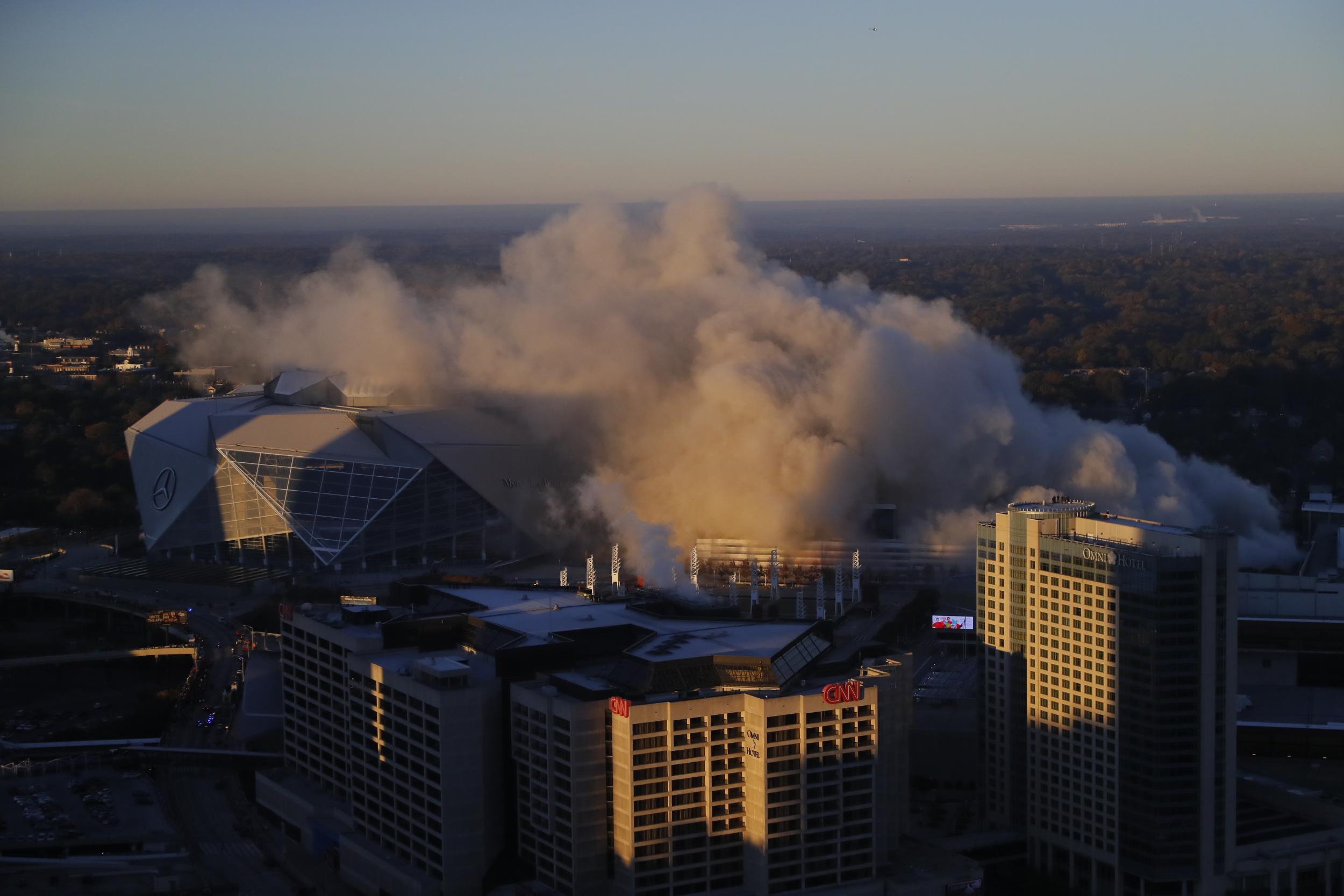 A view of the Georgia Dome implosion in Atlanta, Georgia