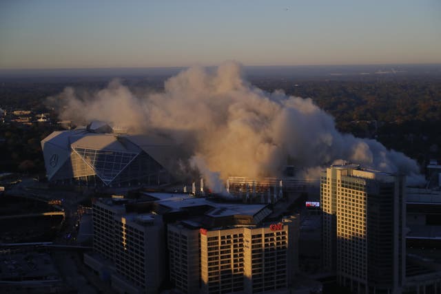 A view of the Georgia Dome implosion in Atlanta, Georgia