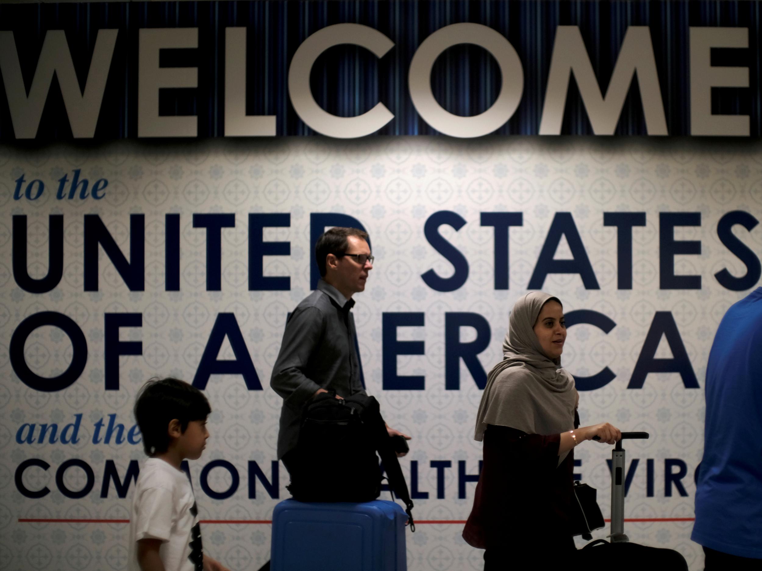International passengers arrive at Washington Dulles International Airport in Virginia