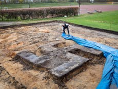 Giant concrete swastika unearthed by construction workers in Germany