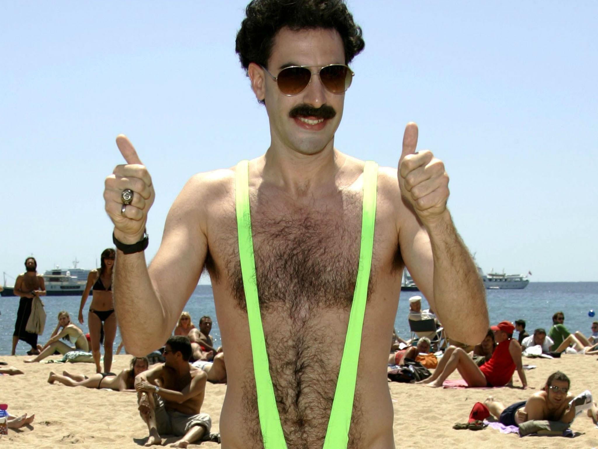 Borat complete with thong and girls Stock Photo - Alamy