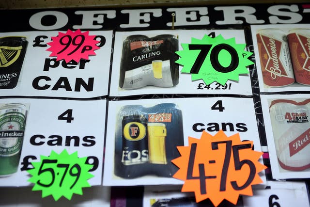 The proposed 50p per unit charge means four cans of lager would cost at least £4.40