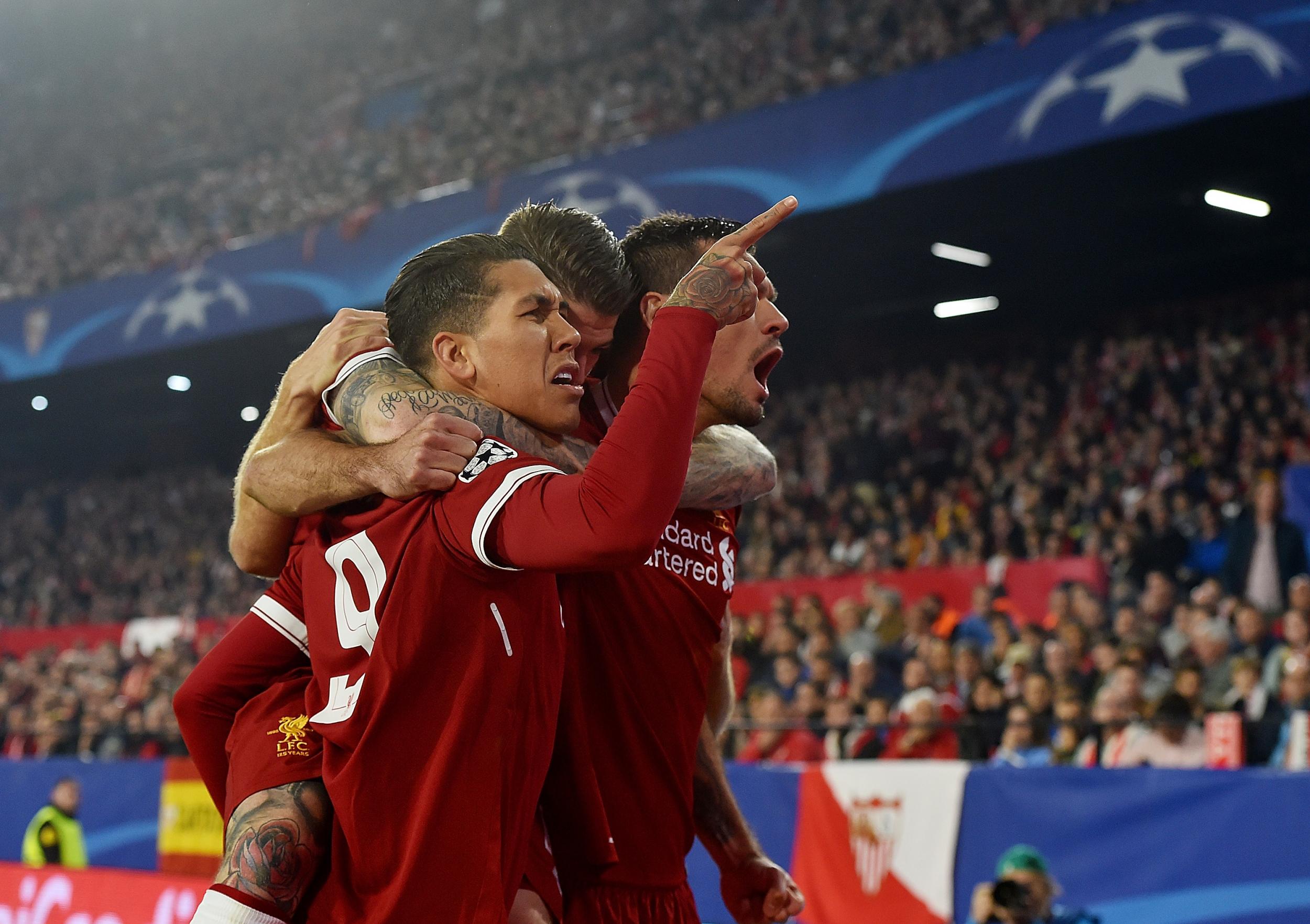 Roberto Firmino celebrates Liverpool's opening goal