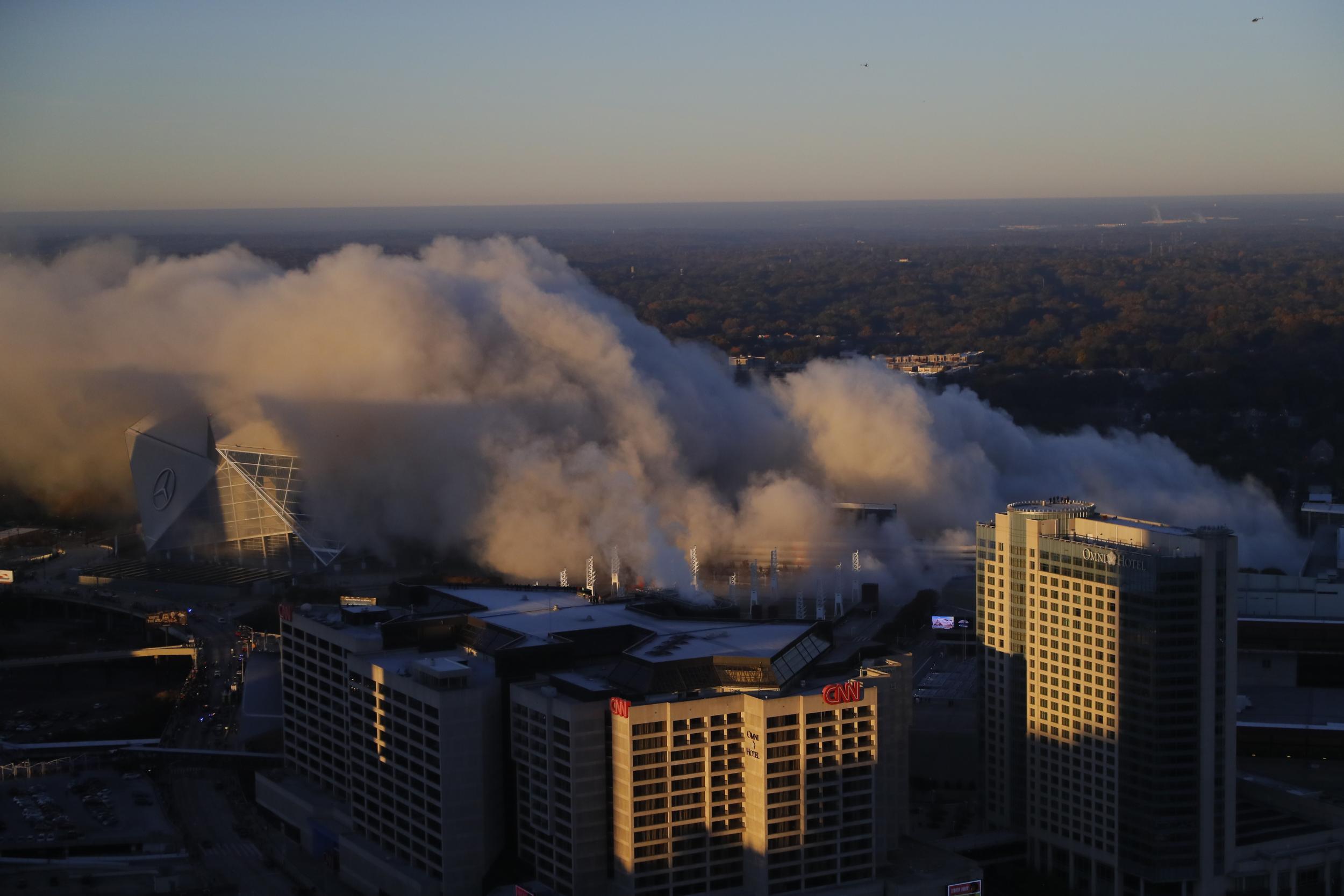 A view of the Georgia Dome implosion in Atlanta, Georgia