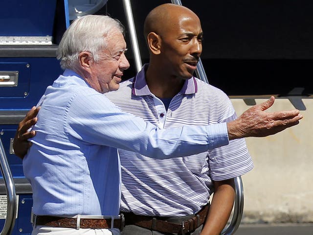 Aijalon Gomes pictured with former US President Jimmy Carter after the latter intervened to bring him home from detention in North Korea