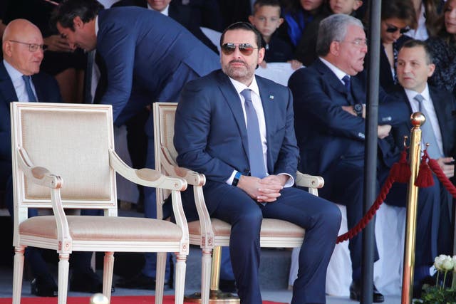 Saad al Hariri attends a ceremony commemorating Lebanon’s 74th Independence Day yesterday