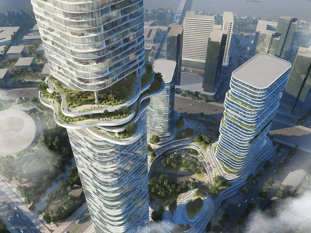 The Empire City will consist of three skyscrapers placed on top of a garden mountain-inspired structure 