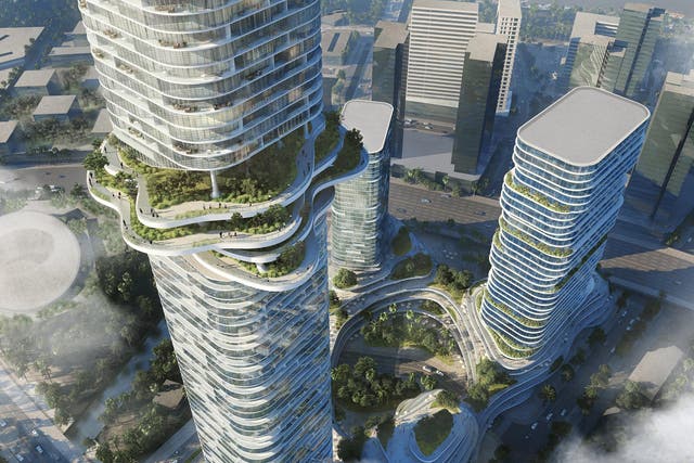 The Empire City will consist of three skyscrapers placed on top of a garden mountain-inspired structure 