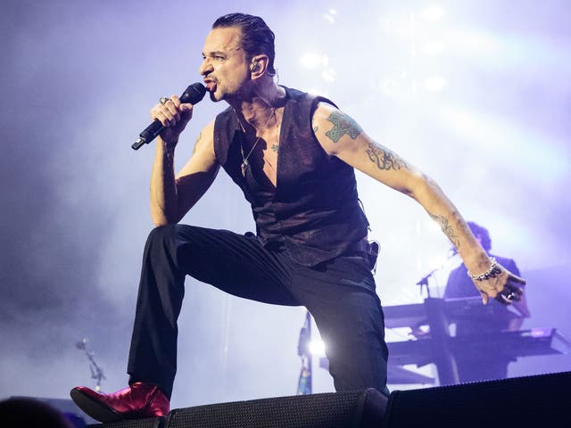 He just can’t get enough: frontman Dave Gahan lets his twirls, howls and shimmies do the talking
