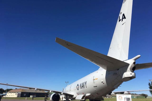 The US Navy's Boeing P-8A Poseidon seen before departing to take part in the search for the ARA San Juan