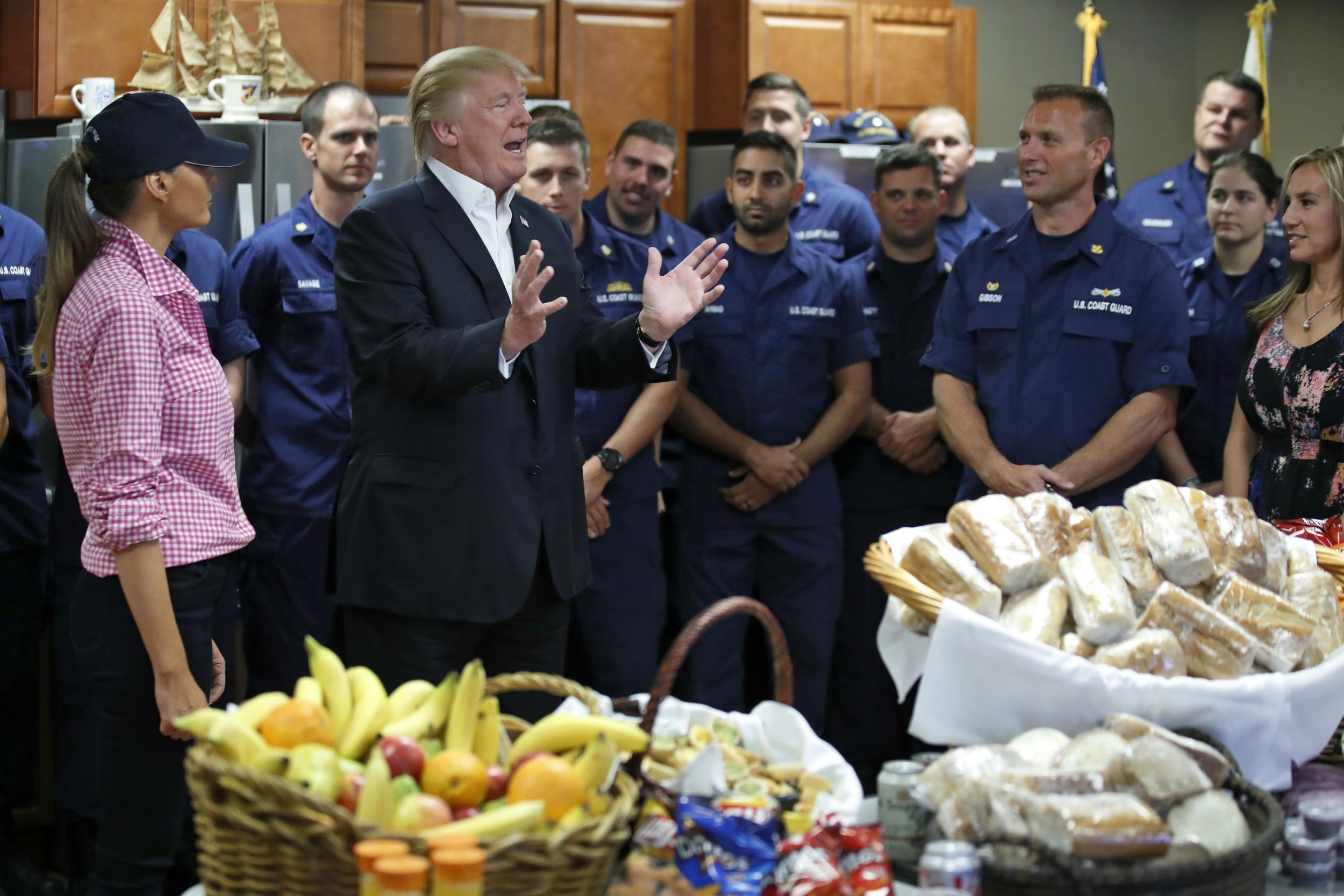 The President and the First Lady helped serve sandwiches