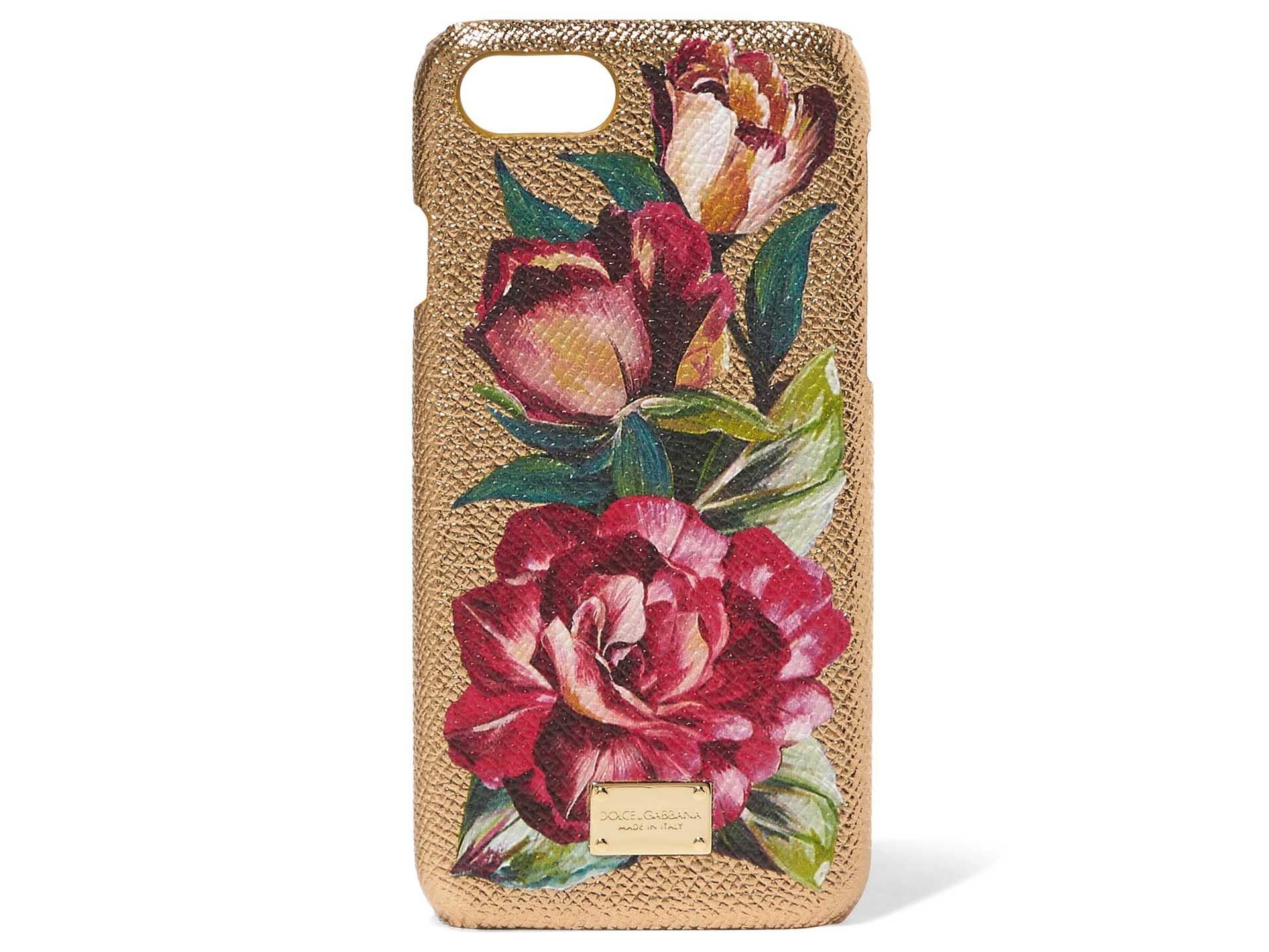 Dolce &amp; Gabbana, Textured-Leather Floral-Print iPhone 7 Case, £215, Net-a-Porter