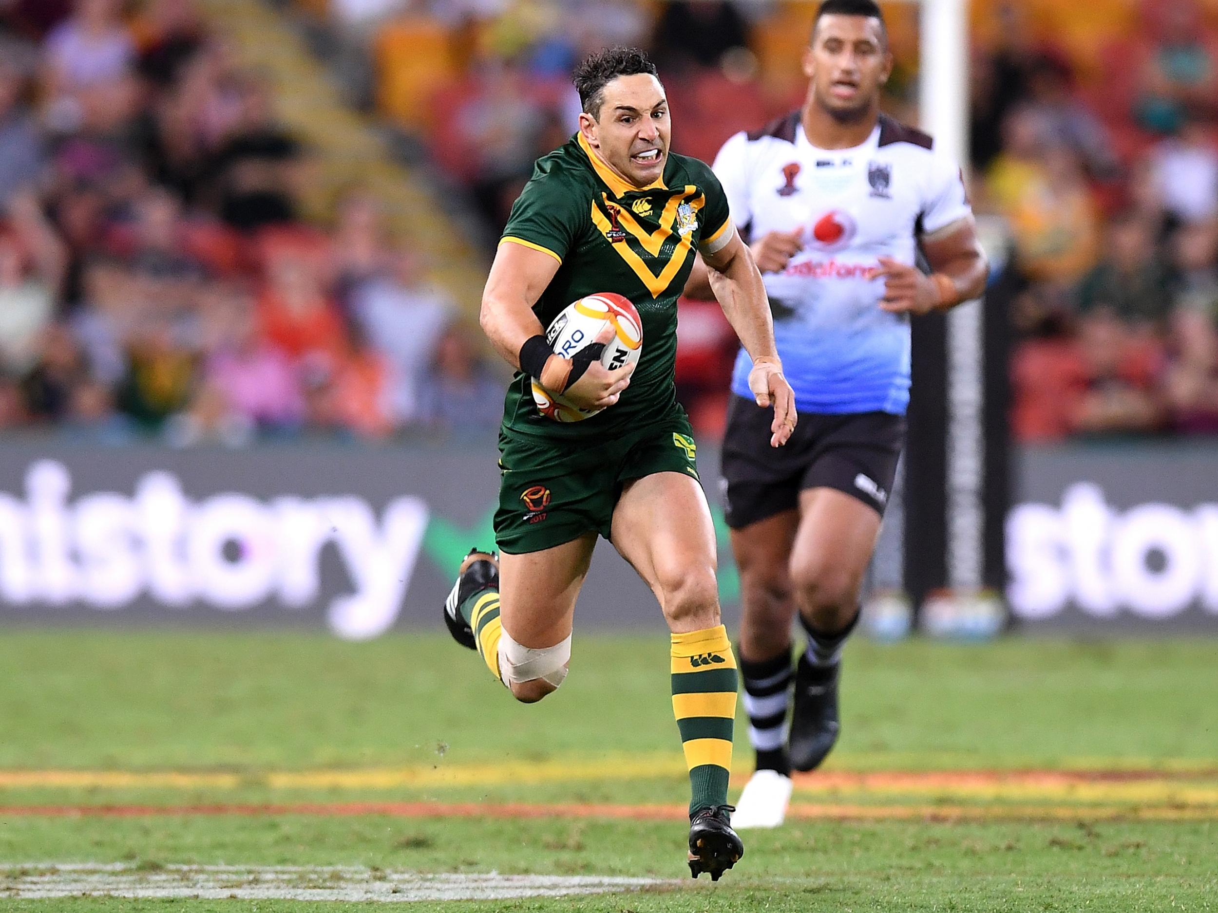 Billy Slater touched down twice for the Kangaroos