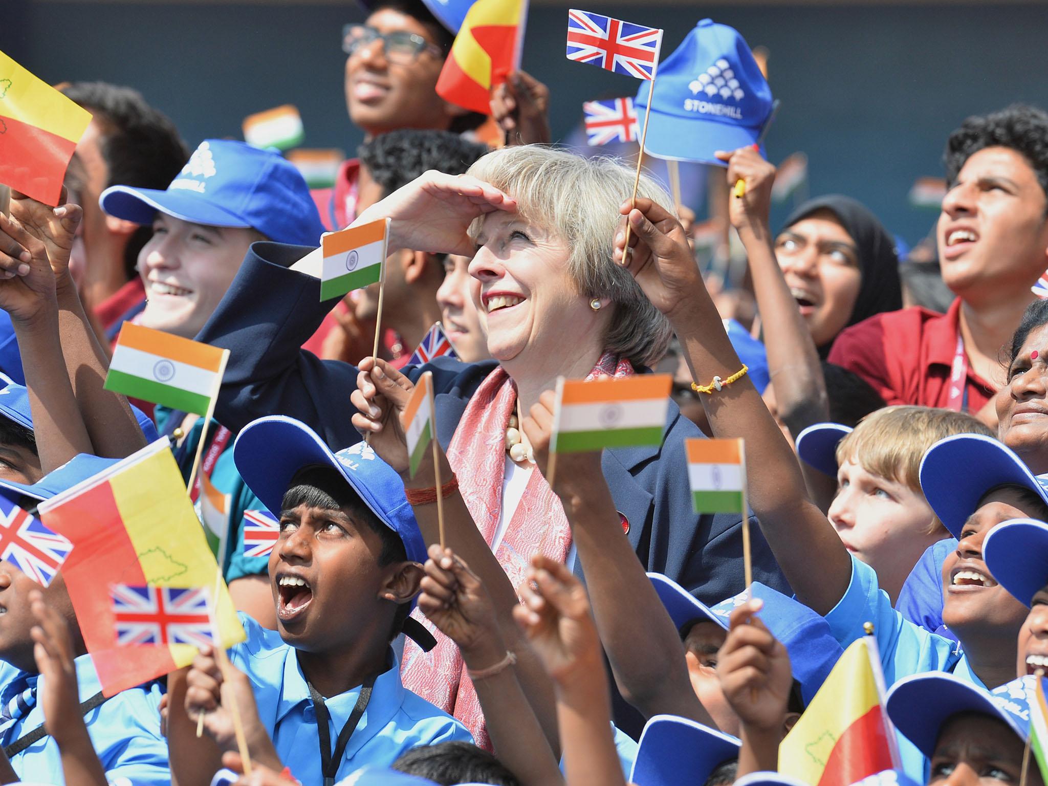 Theresa May in Bangalore during her state visit to India at the start of the year