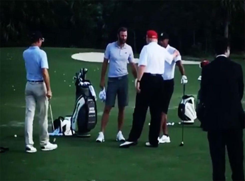 Donald Trump said he was playing golf with Tiger Woods and Dustin Johnson