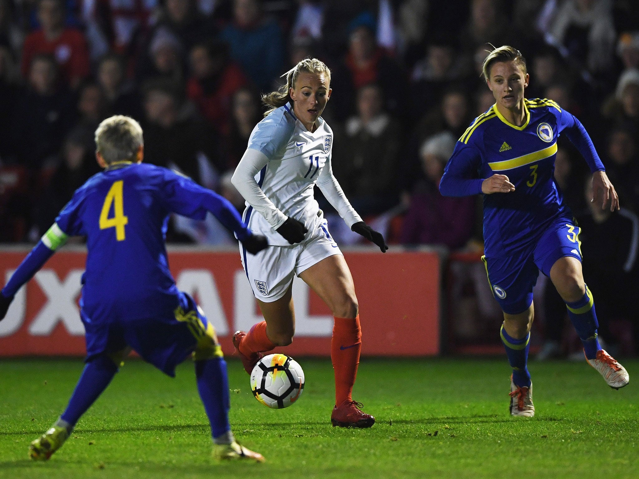 Toni Duggan in action for England