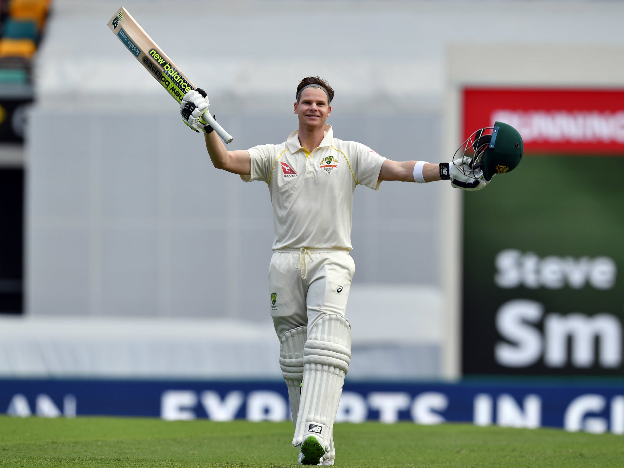 Steve Smith celebrates reaching his century