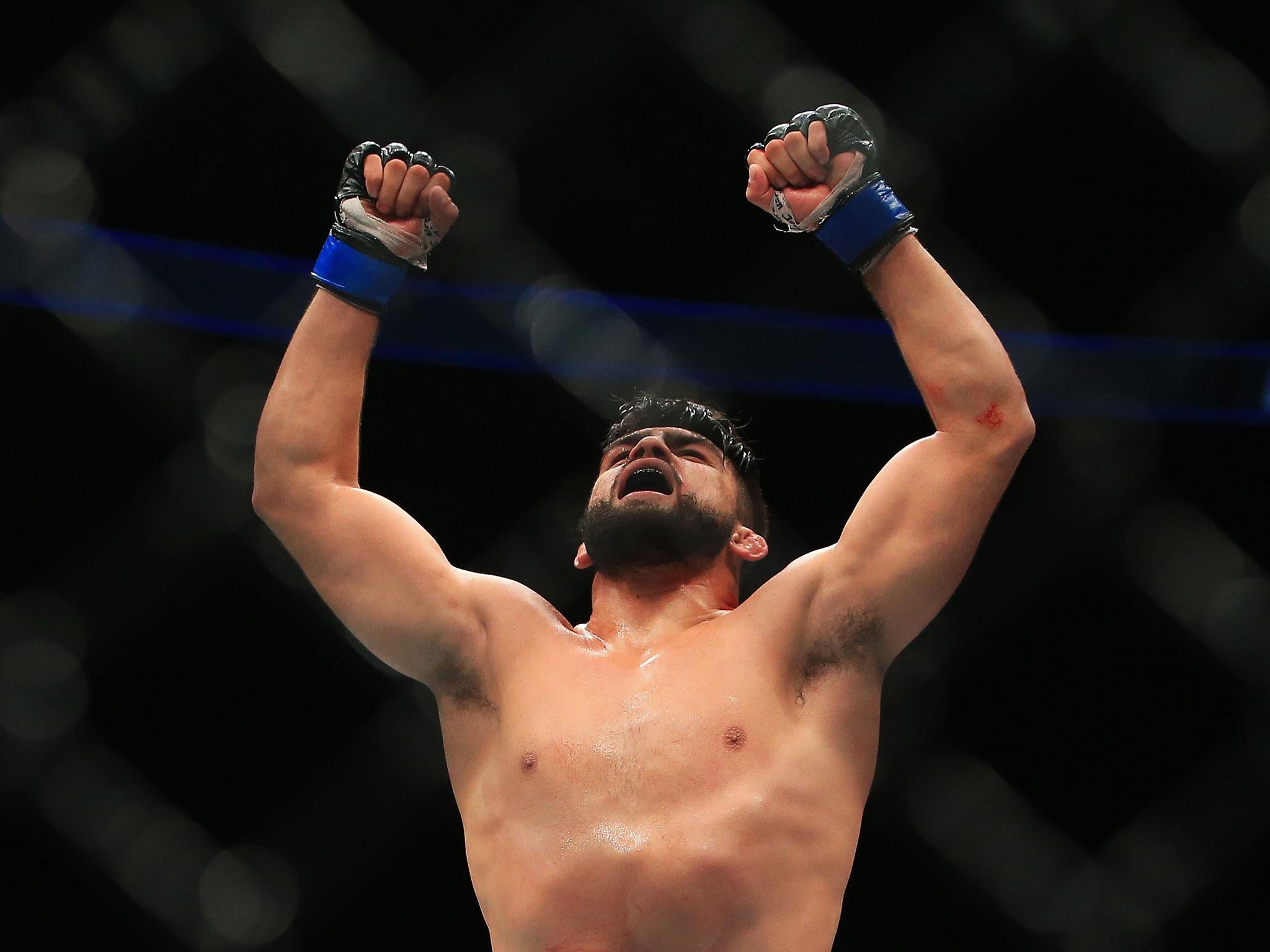 &#13;
Gastelum celebrates victory over Tim Kennedy&#13;