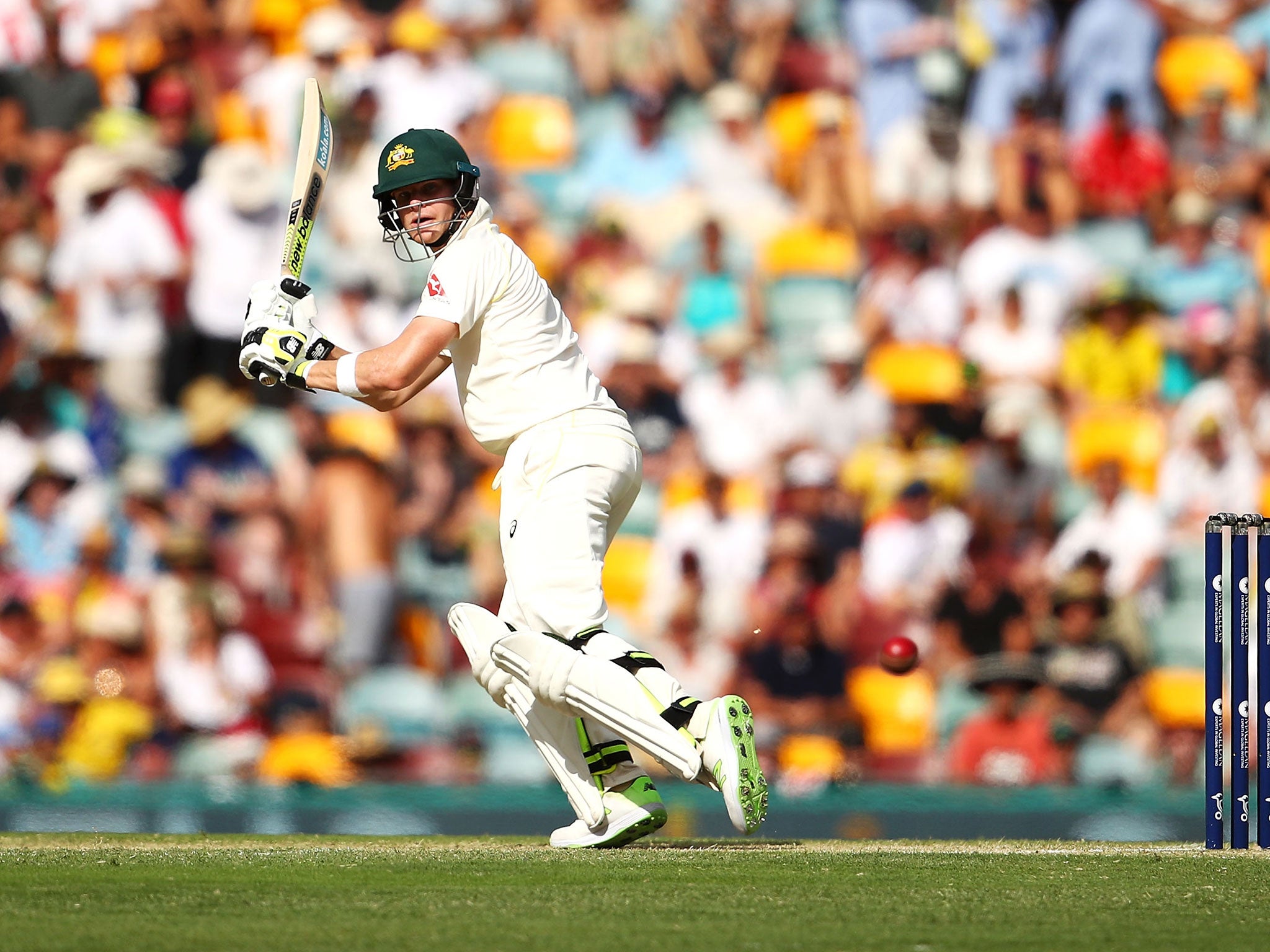 Steve Smith plays a shot for Australia