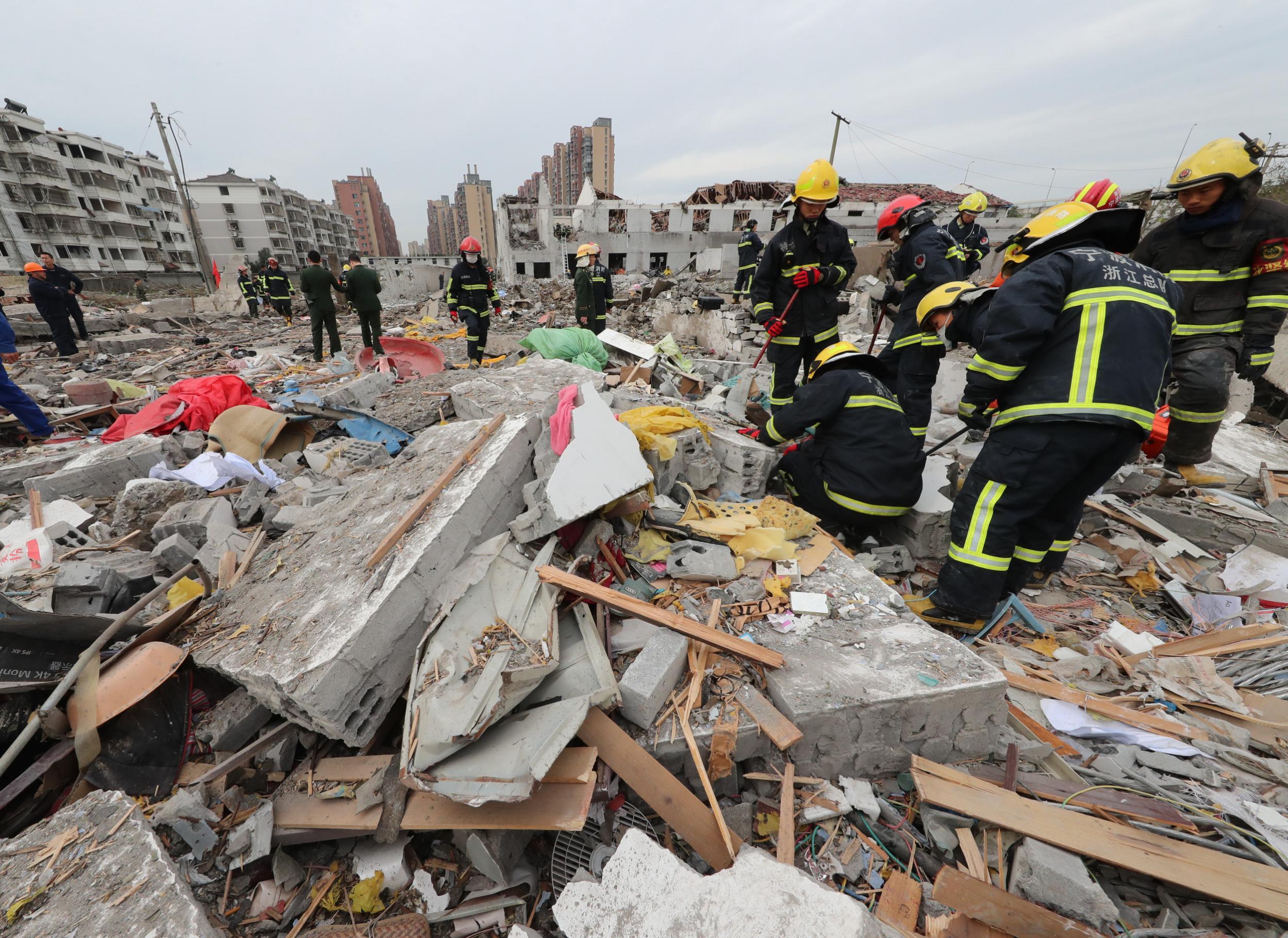 The blast has left several building in the port city of Ningbo devastated