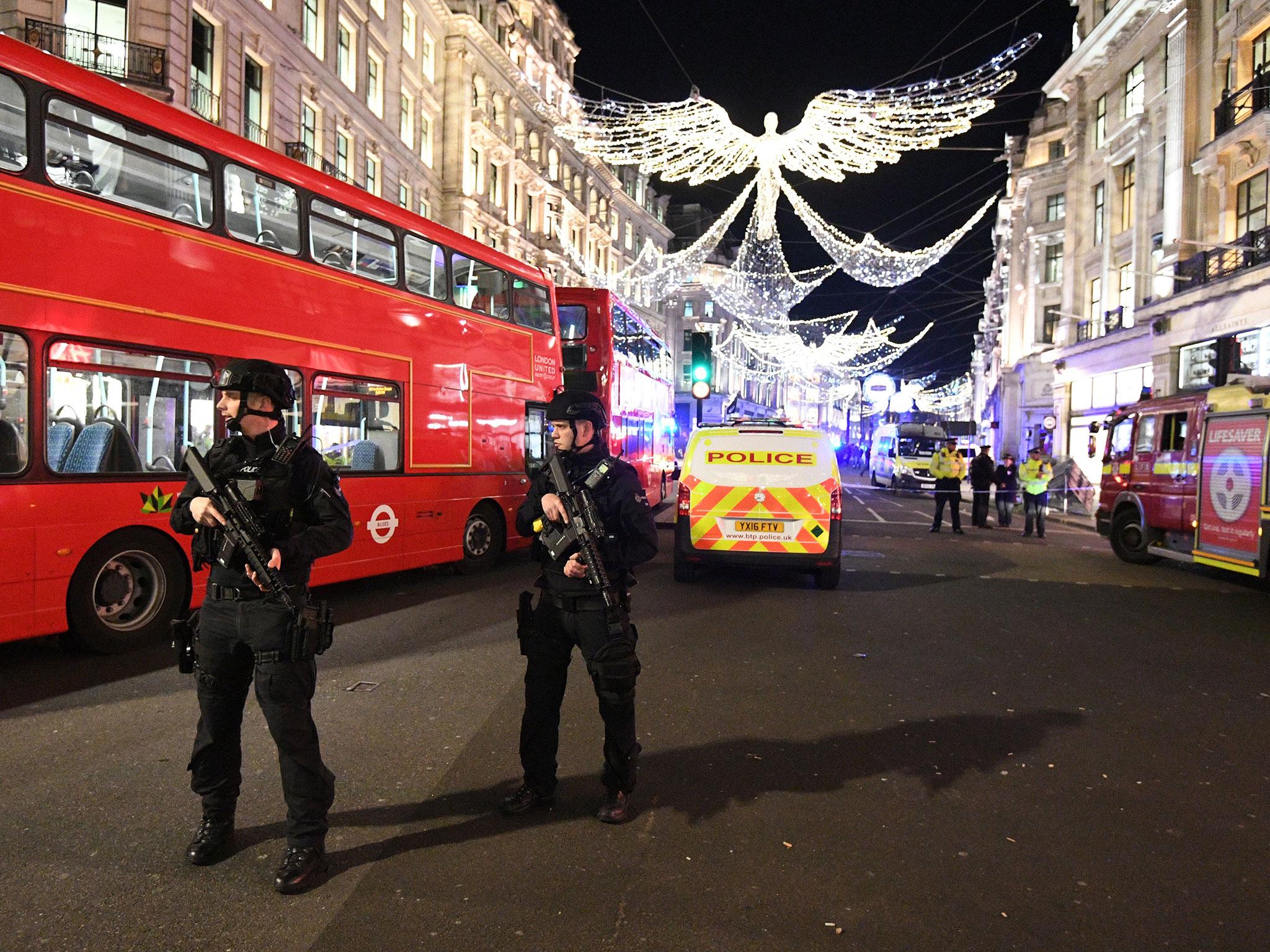 Armed police raced to Oxford Circus Tube station and Oxford Street after receiving 999 calls reporting shots had been fired