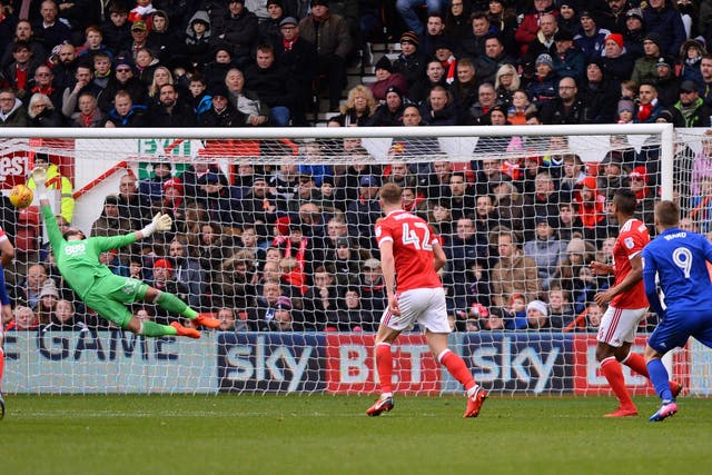 Danny Ward, right, fires Cardiff’s second into the top corner