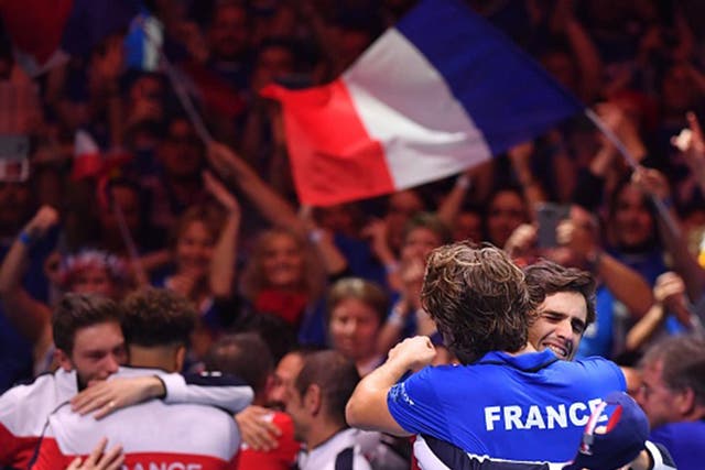 France celebrate their victory in Lille