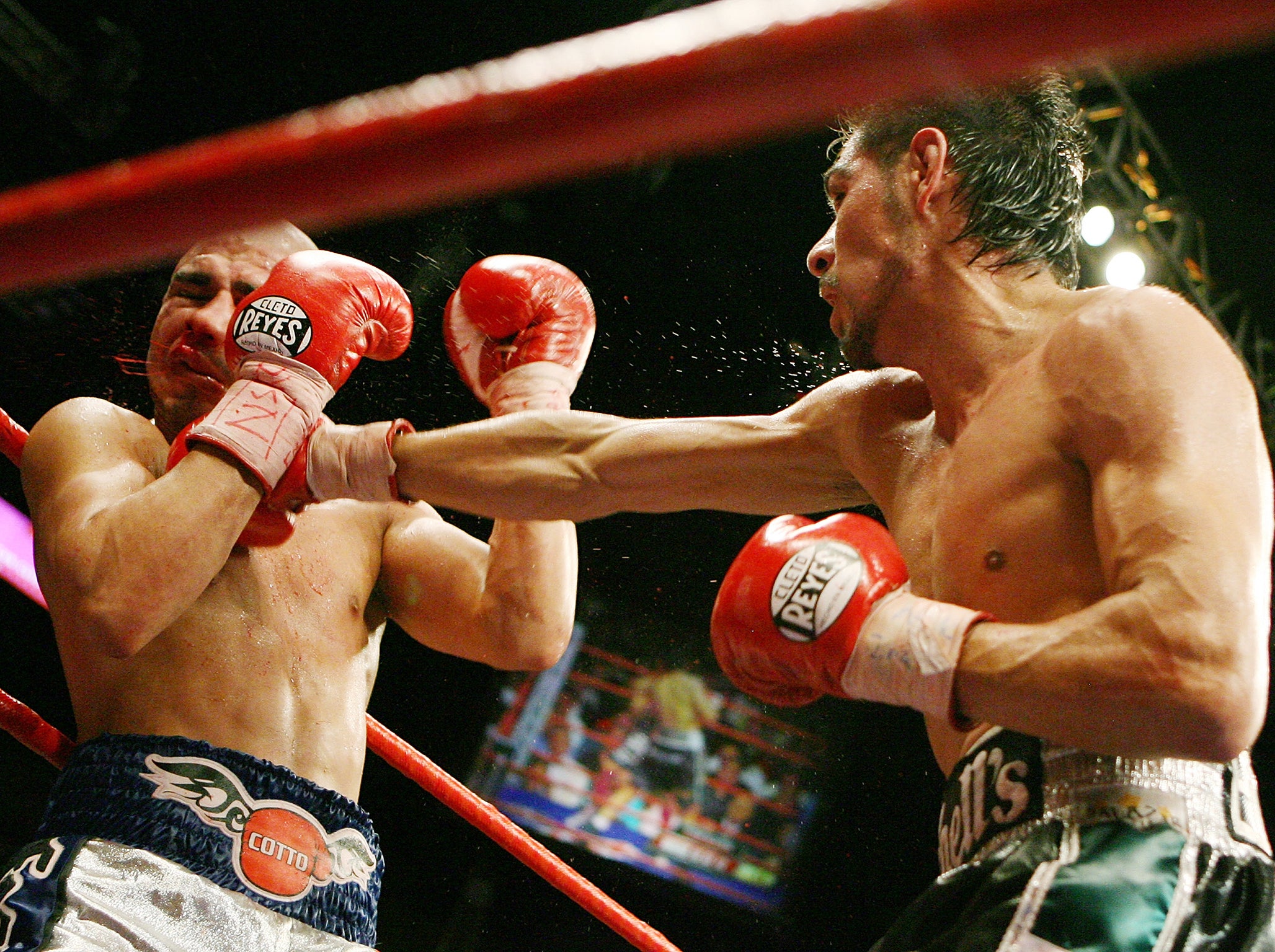 Cotto was left bloodied and beaten by Margarito's hardened hand wraps, in 2008