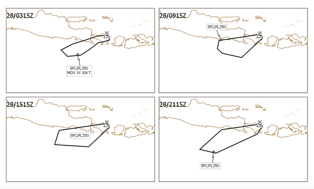 Ash alert: Bali is in the centre of the map, with the airport at the south of the island