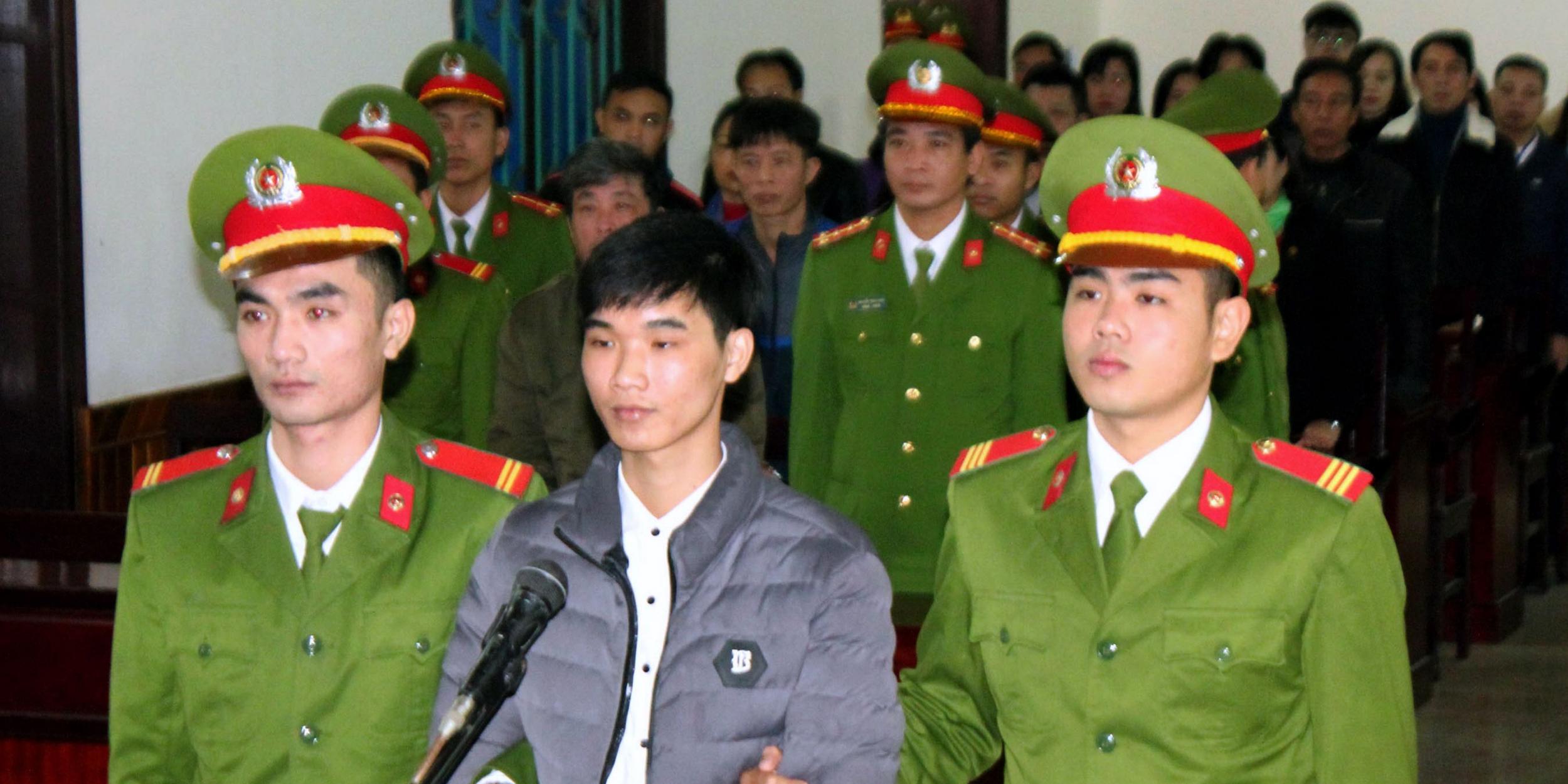 Nguyen Van Hoa on trial in Ha Tinh, Vietnam, where he was convicted on Monday of ‘spreading anti-state propaganda’