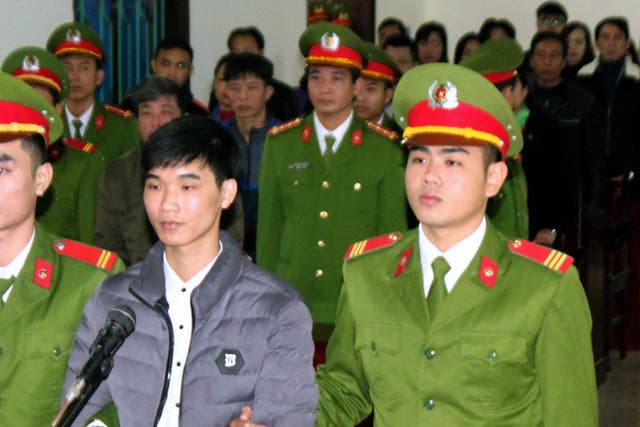 Nguyen Van Hoa on trial in Ha Tinh, Vietnam, where he was convicted on Monday of ‘spreading anti-state propaganda’