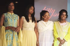 Acid attack survivors walk the runway in charity fashion show