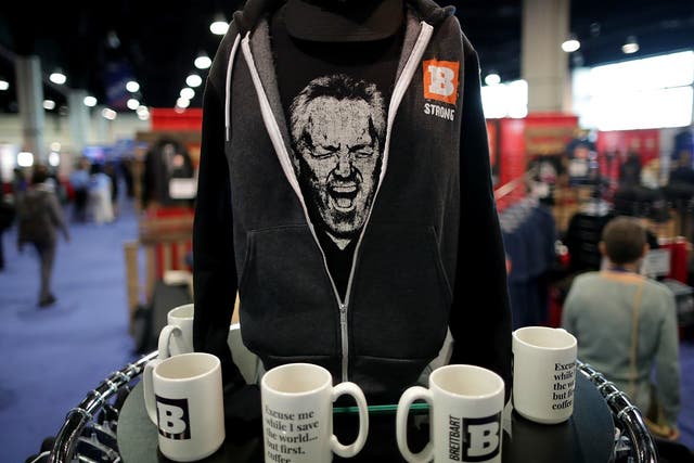 Breitbart News merchandise for sale during the first day of the Conservative Political Action Conference 23 February 2017 in National Harbor, Maryland.