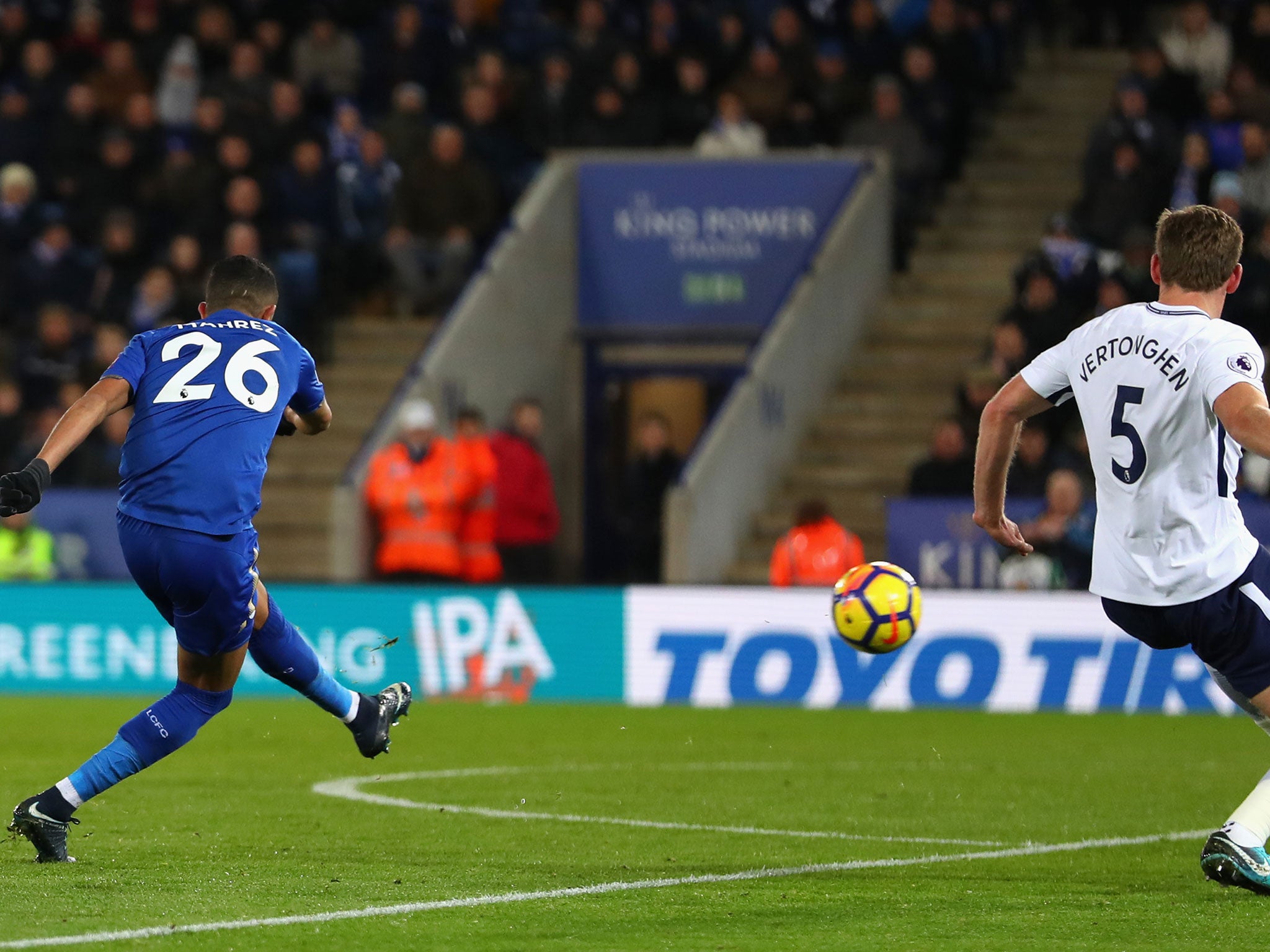 Mahrez curls in Leicester's second with a delicious strike