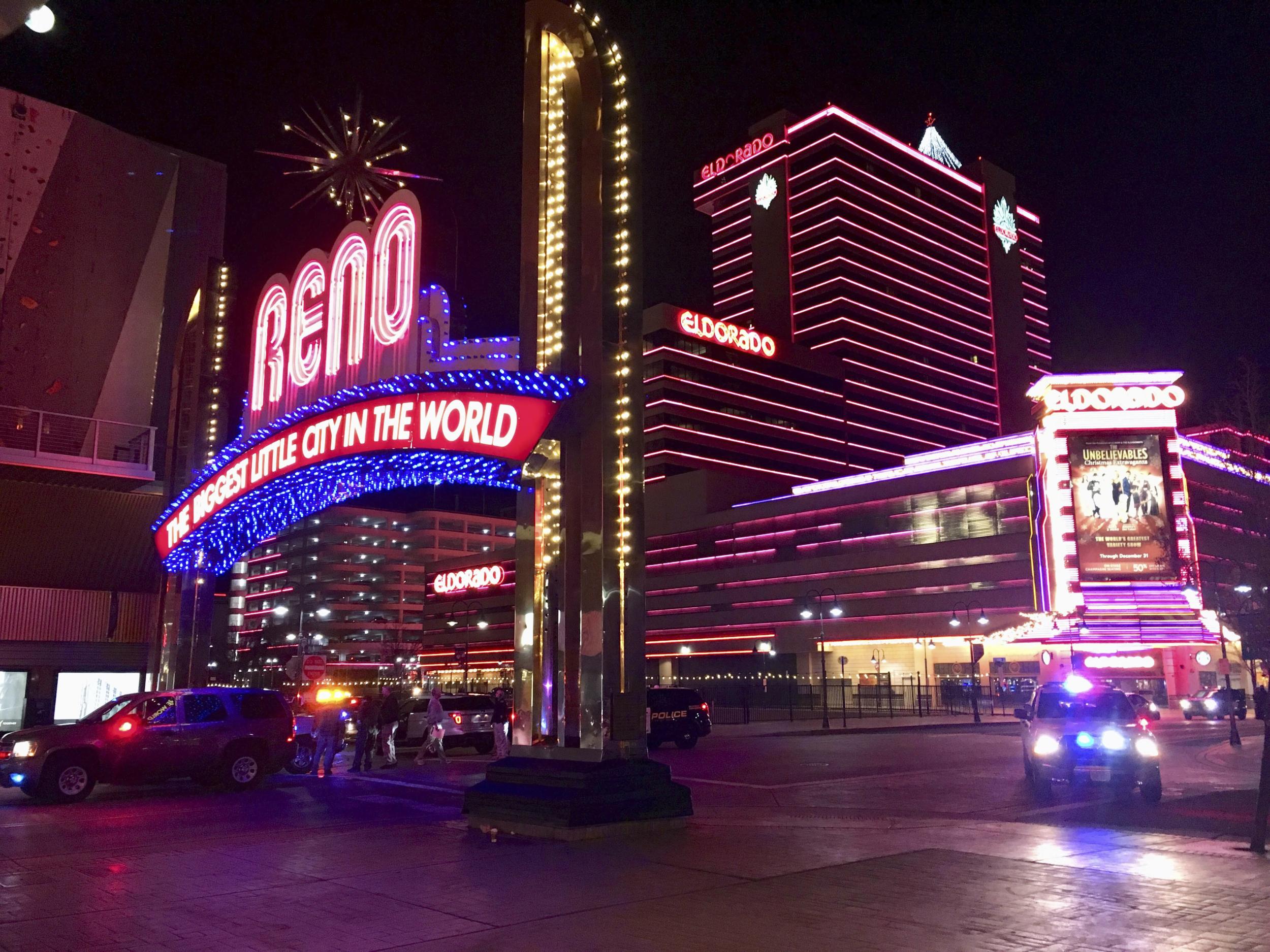 Law enforcement block downtown Reno, Nevada, streets during an active shooter response at the Montage apartment building on Tuesday 28 November 2017