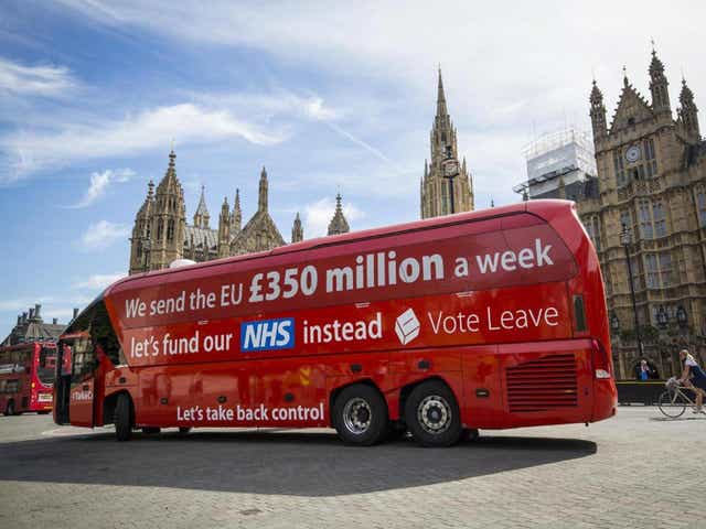 &#13;
Vote Leave’s £350m-a-week claim was hugely prominent during the referendum campaign (Getty)&#13;