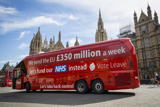 &#13;
Vote Leave’s £350m-a-week claim was hugely prominent during the referendum campaign (Getty)&#13;